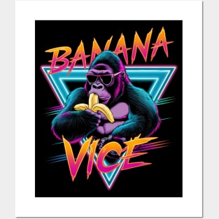 Banana Vice - Synthwave Gorilla Posters and Art